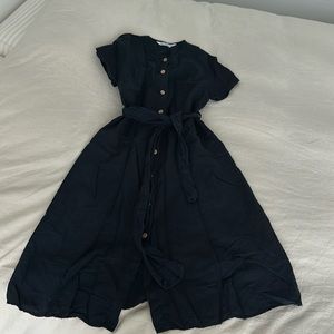 Zara button front linen blend dress